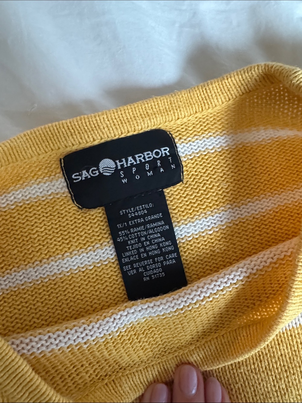 Vintage 90’s Ramie Cotton Lighthouse Sweater in Yellow, size XL - Picture 4 of 5